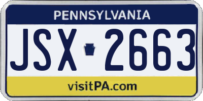 PA license plate JSX2663