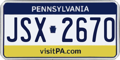 PA license plate JSX2670
