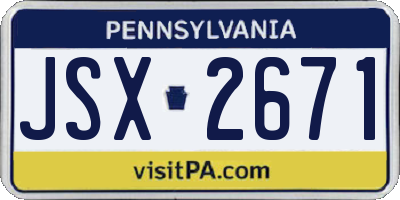 PA license plate JSX2671