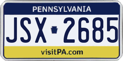 PA license plate JSX2685