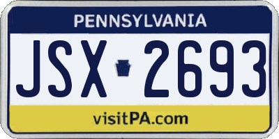 PA license plate JSX2693