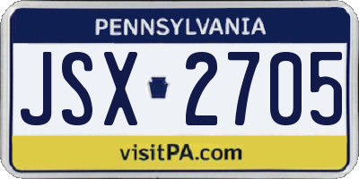 PA license plate JSX2705