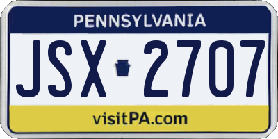 PA license plate JSX2707