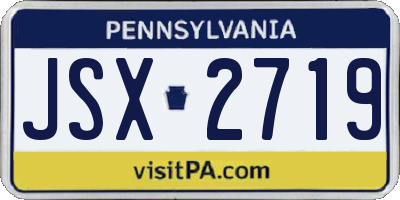 PA license plate JSX2719