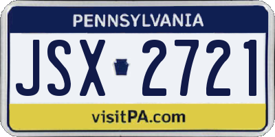 PA license plate JSX2721
