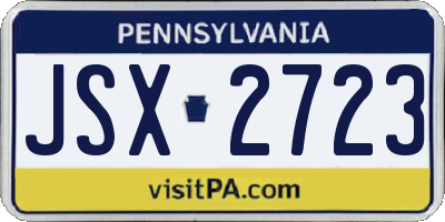 PA license plate JSX2723