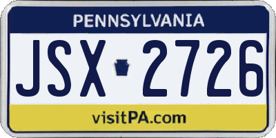 PA license plate JSX2726