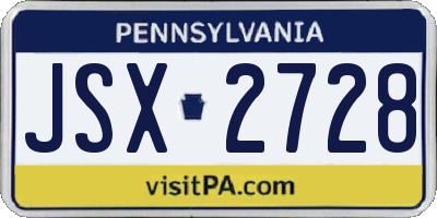 PA license plate JSX2728