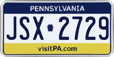 PA license plate JSX2729
