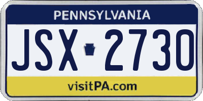 PA license plate JSX2730