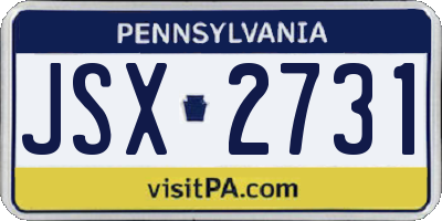 PA license plate JSX2731