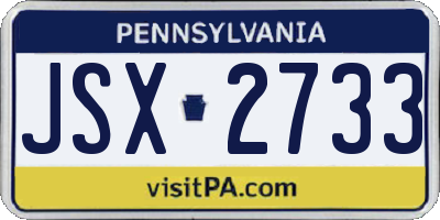 PA license plate JSX2733