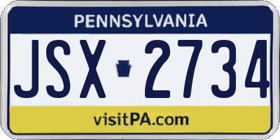 PA license plate JSX2734