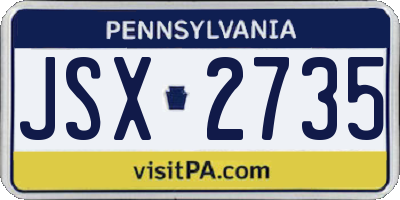 PA license plate JSX2735
