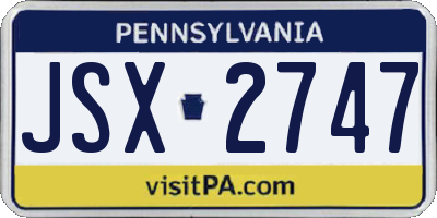 PA license plate JSX2747