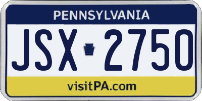 PA license plate JSX2750