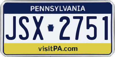 PA license plate JSX2751