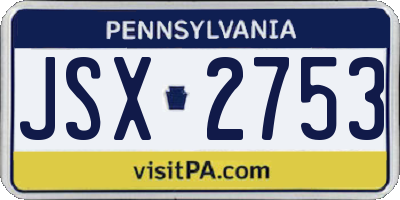 PA license plate JSX2753