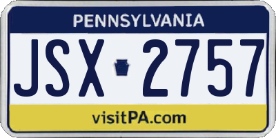 PA license plate JSX2757