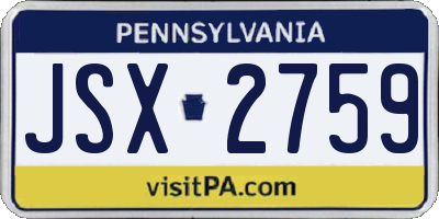 PA license plate JSX2759