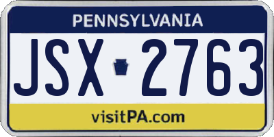 PA license plate JSX2763