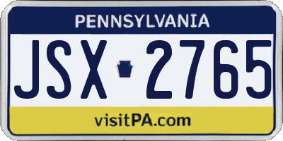 PA license plate JSX2765