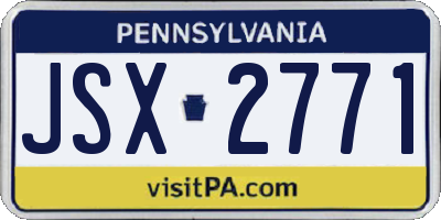 PA license plate JSX2771
