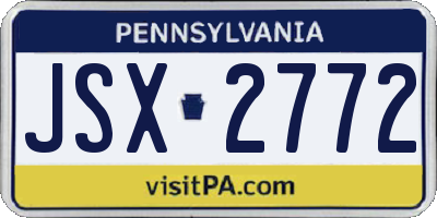 PA license plate JSX2772
