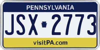 PA license plate JSX2773