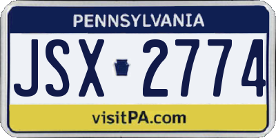 PA license plate JSX2774