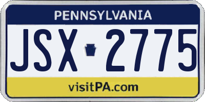 PA license plate JSX2775