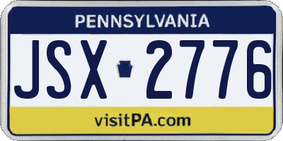 PA license plate JSX2776