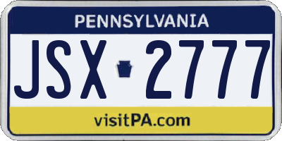PA license plate JSX2777