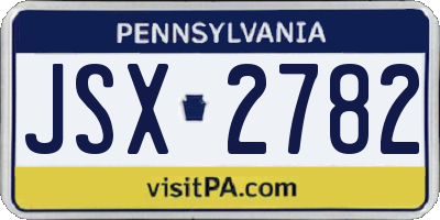 PA license plate JSX2782