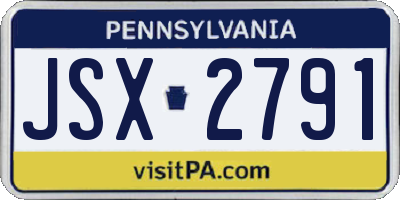 PA license plate JSX2791