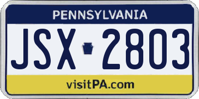 PA license plate JSX2803