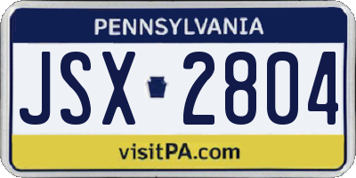 PA license plate JSX2804