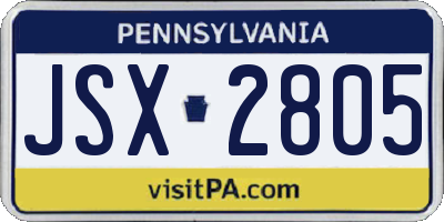 PA license plate JSX2805