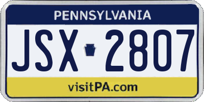 PA license plate JSX2807