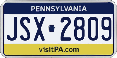 PA license plate JSX2809