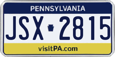 PA license plate JSX2815
