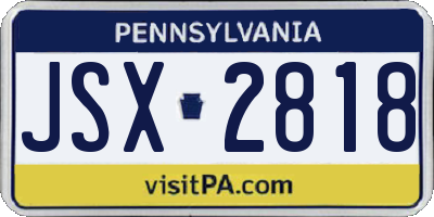 PA license plate JSX2818