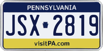 PA license plate JSX2819