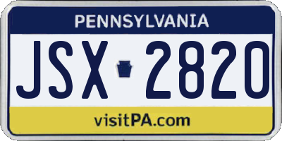 PA license plate JSX2820