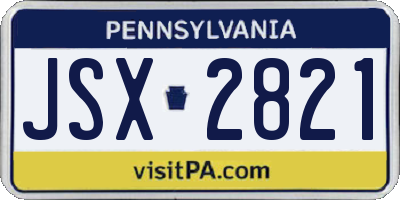 PA license plate JSX2821