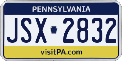 PA license plate JSX2832