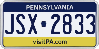 PA license plate JSX2833
