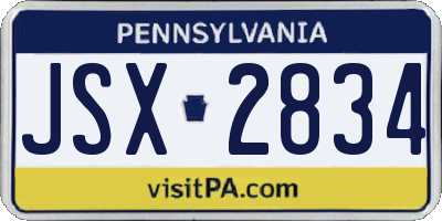 PA license plate JSX2834
