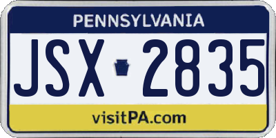PA license plate JSX2835