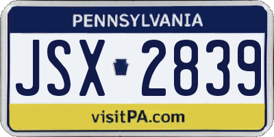 PA license plate JSX2839